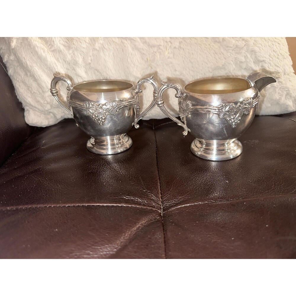 F.P copper old english reproduction sugar,creamer 42 silver plate over copper